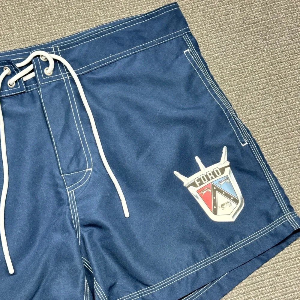 PacSun‎ Ford Motors Board Shorts Mens 32 Navy Blue Swim Trunks Vintage Logo 9170